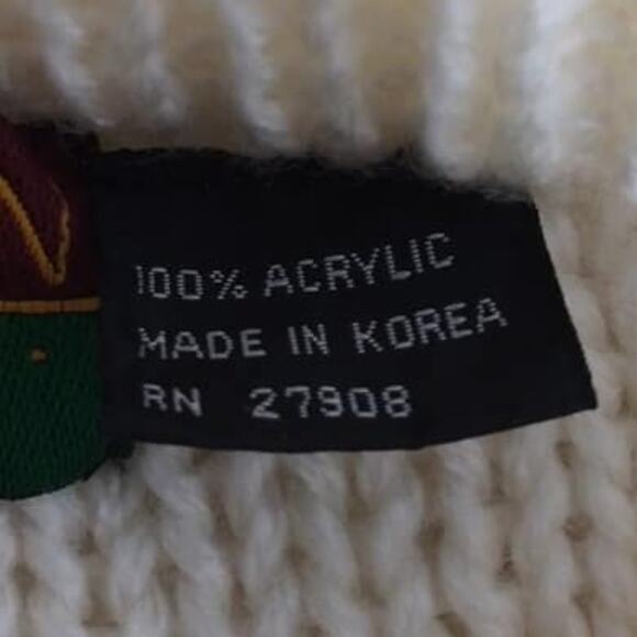 Vintage Oakton Cream & Gray Diamond Accent  Grandma Sweater Sz Large - Picture 4 of 4